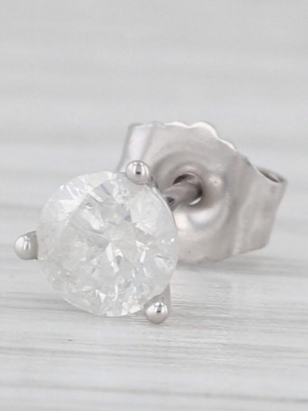 0.29ct Single Diamond Stud Earring 14k White Gold Round Solitaire Studs